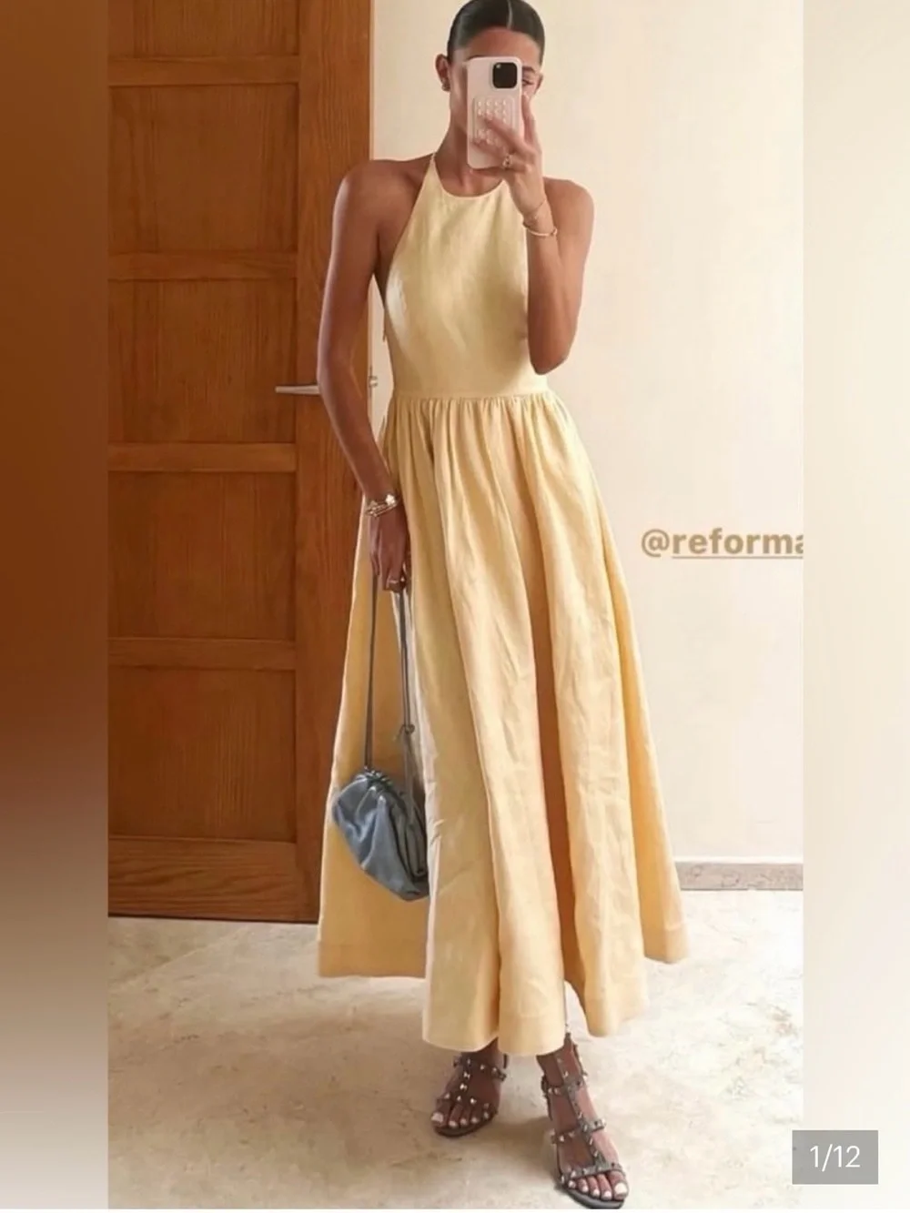 Reformation Percy Linen Dress (Parmesan - yellow) - Picture 1 of 8